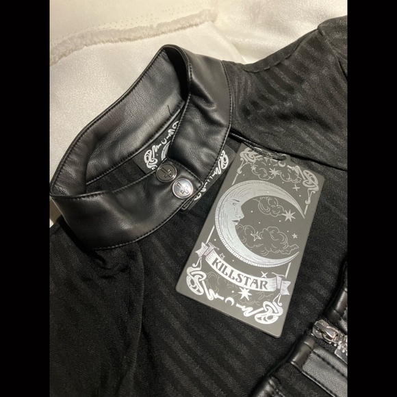 *SOLD* KILLSTAR DARK ENTERPRISE GOTHIC TOP PINSTRIPE SIZE L BRAND NEW - Picture 13 of 16